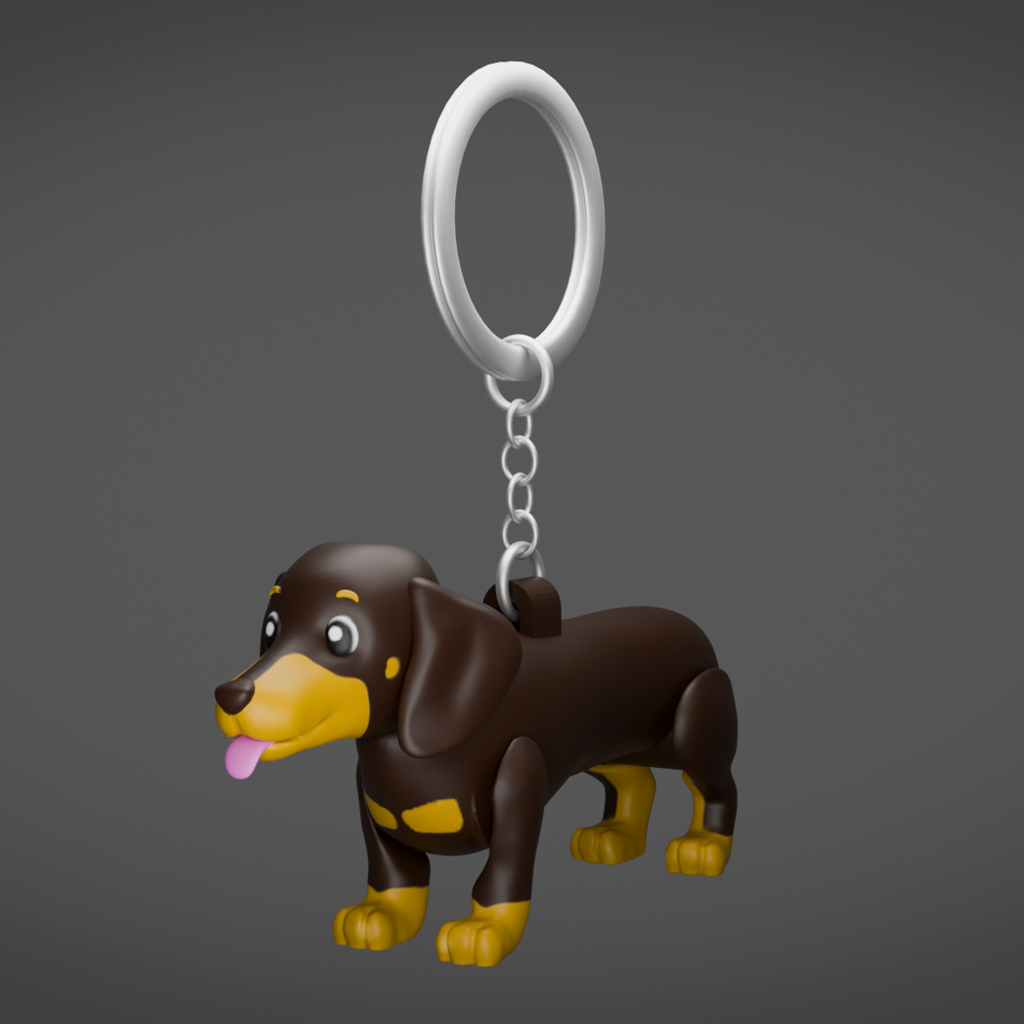 Chocolate and Tan Dachshund Keychain