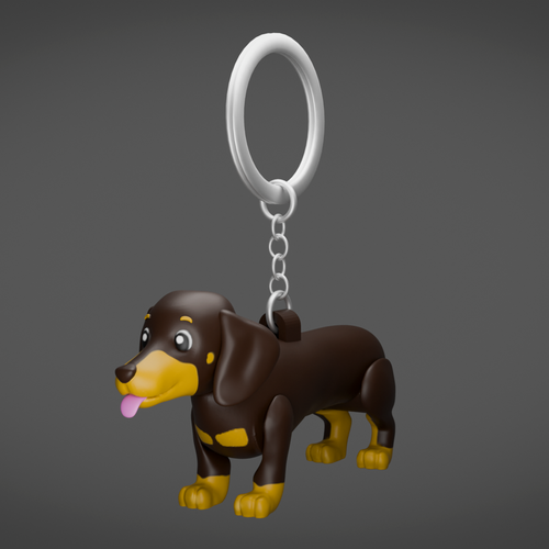 Chocolate and Tan Dachshund Keychain