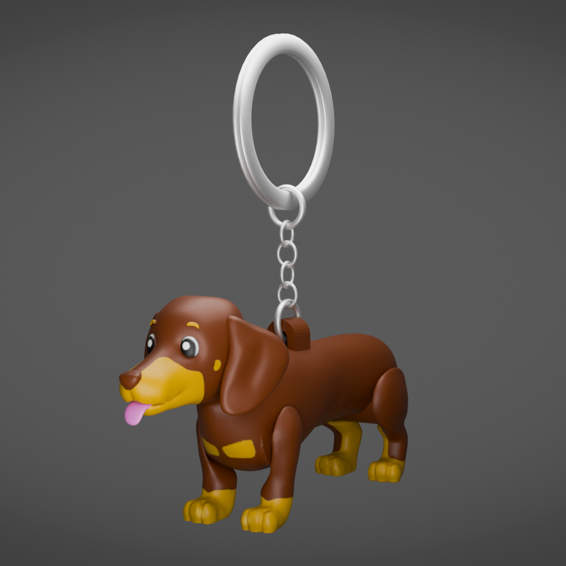 Chocolate and Tan Dachshund Keychain