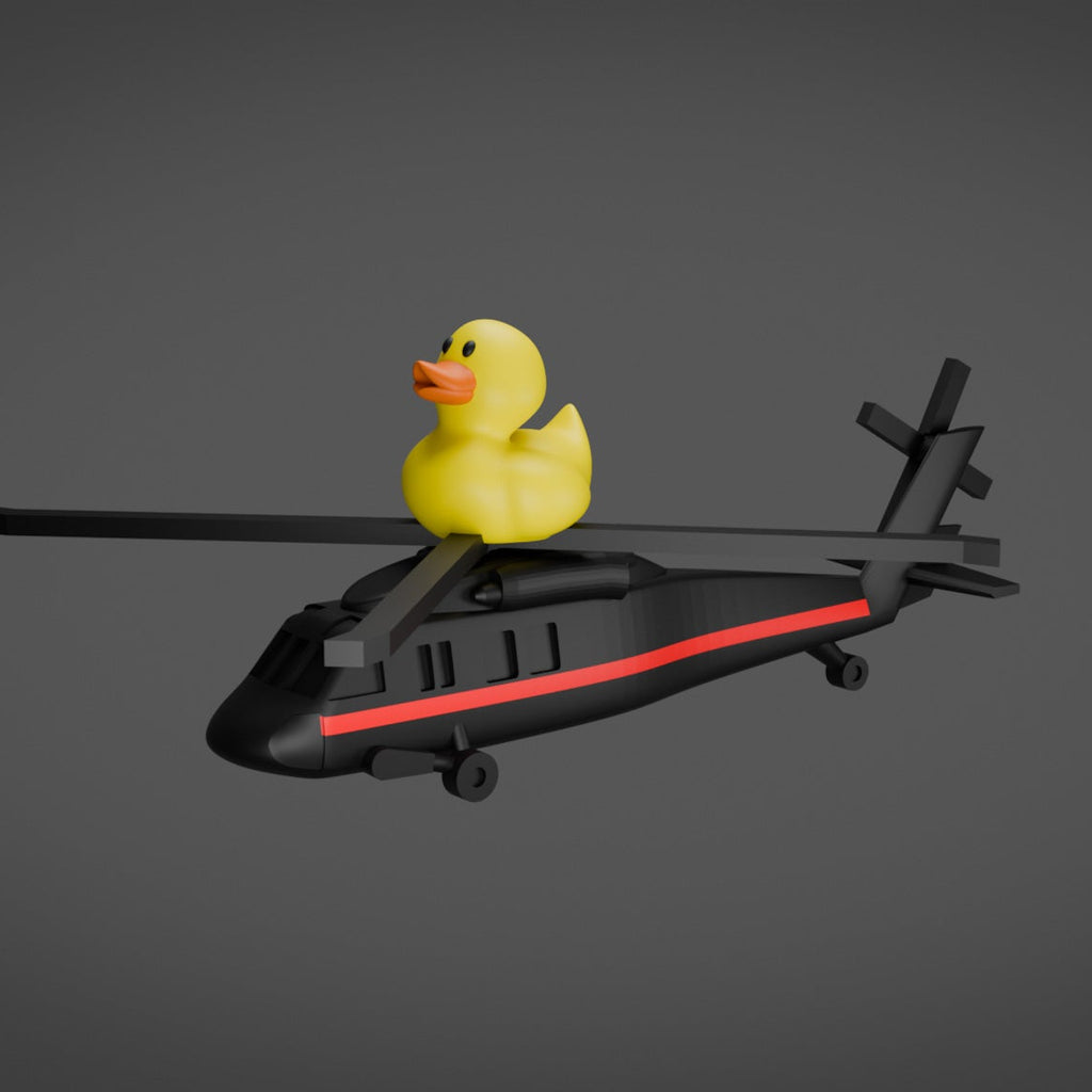 Duck on a Helicopter with Red Accent