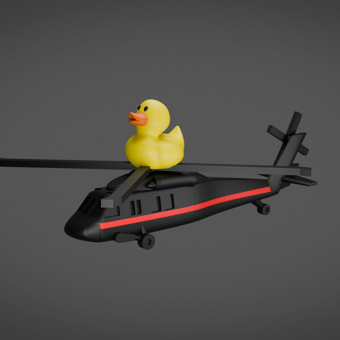 Duck on a Helicopter with Red Accent
