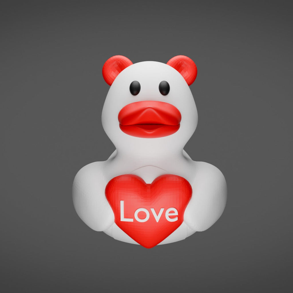White and Red Valentine Bear Duck