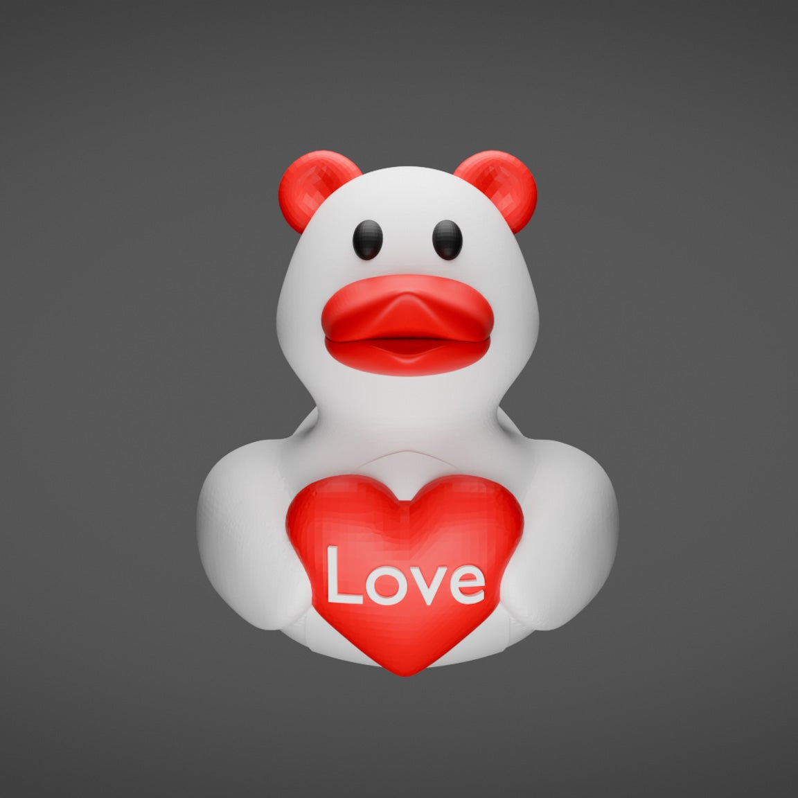 White and Red Valentine Bear Duck