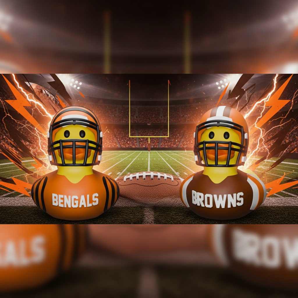 Football Banner with Bengals and Browns Ducks